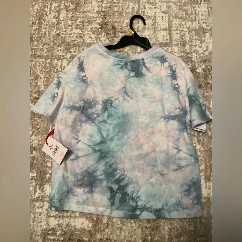 Justice Blue and Purple Tie-Dye Boot Graphic Short Sleeve Tee size L-NWT